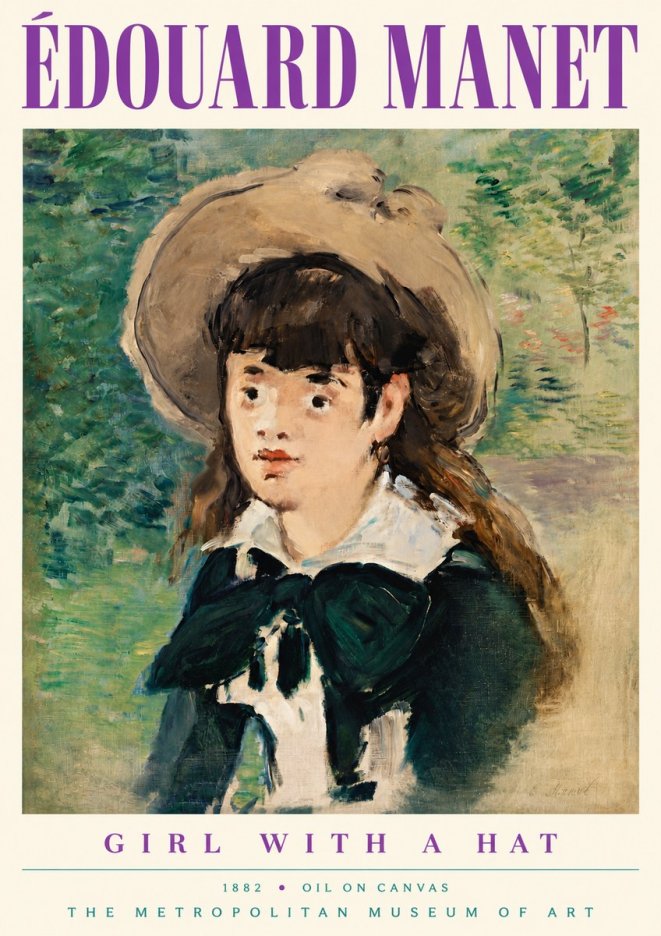 Édouard Manet Girl with a Hat No5 - Affiche