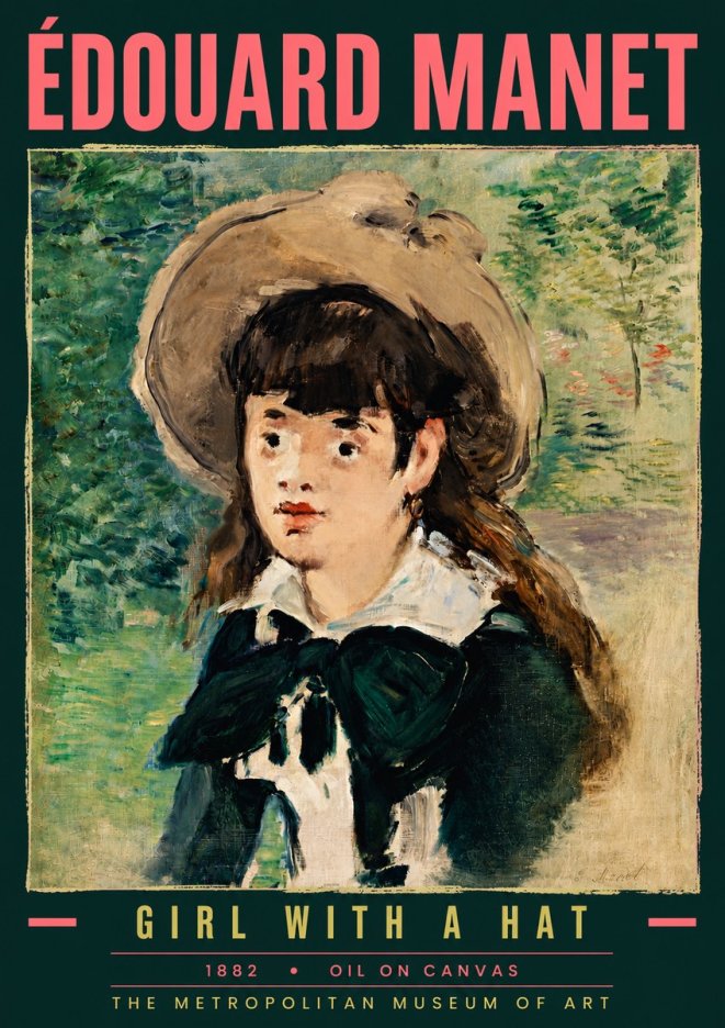 Édouard Manet Girl with a Hat No6 - Affiche