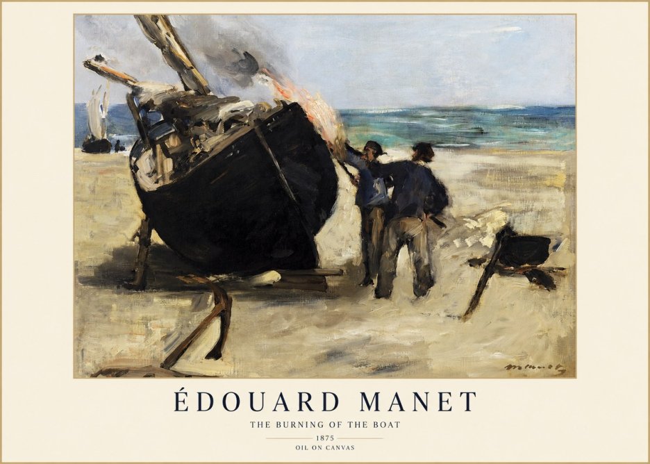 Édouard Manet The Burning of the Boat No1 - Affiche
