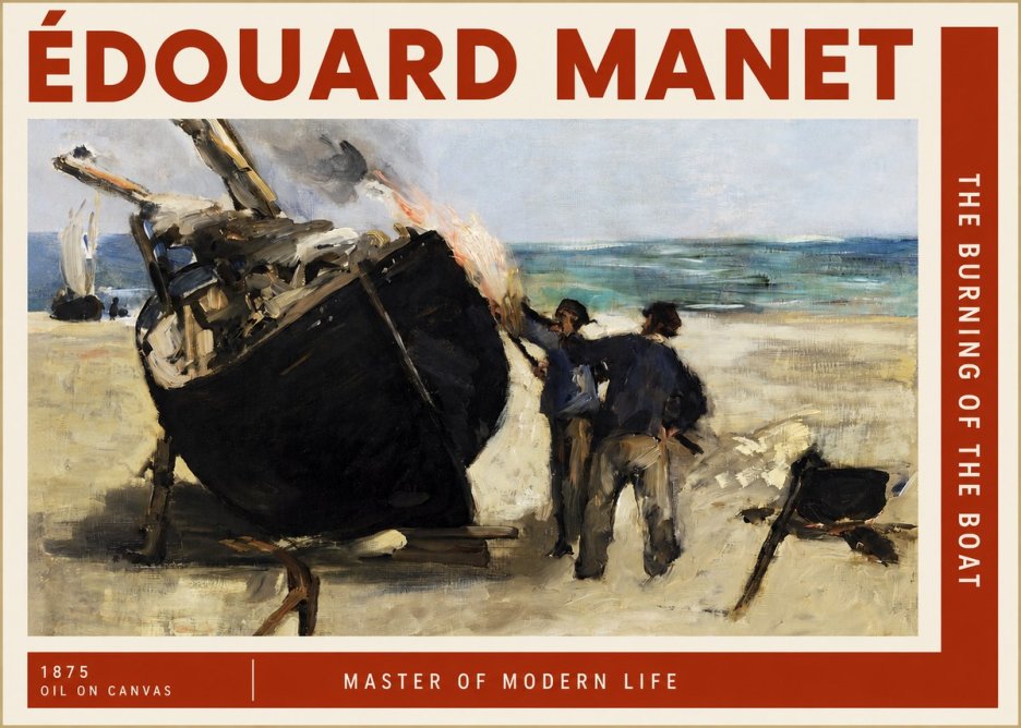 Édouard Manet The Burning of the Boat No2 - Affiche
