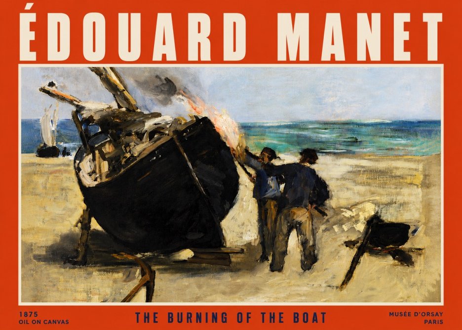 Édouard Manet The Burning of the Boat No4 - Affiche