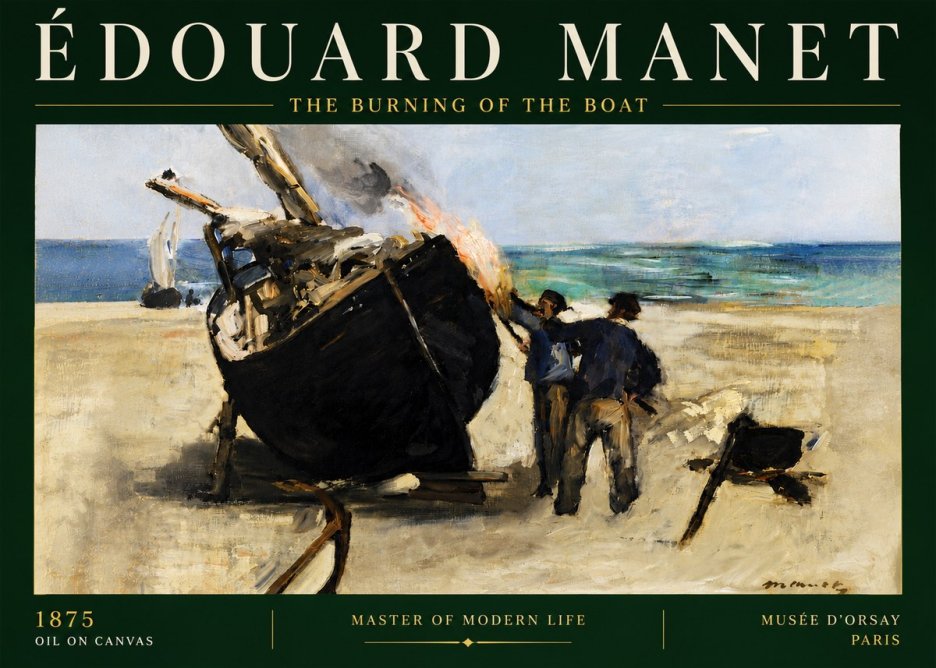 Édouard Manet The Burning of the Boat No5 - Affiche