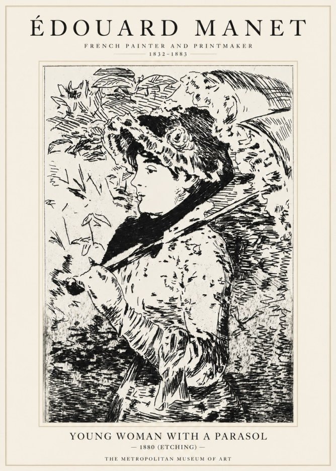 Édouard Manet Young Woman with a Parasol No1 - Affiche