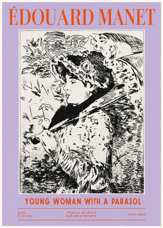 Édouard Manet Young Woman with a Parasol No2 - Affiche