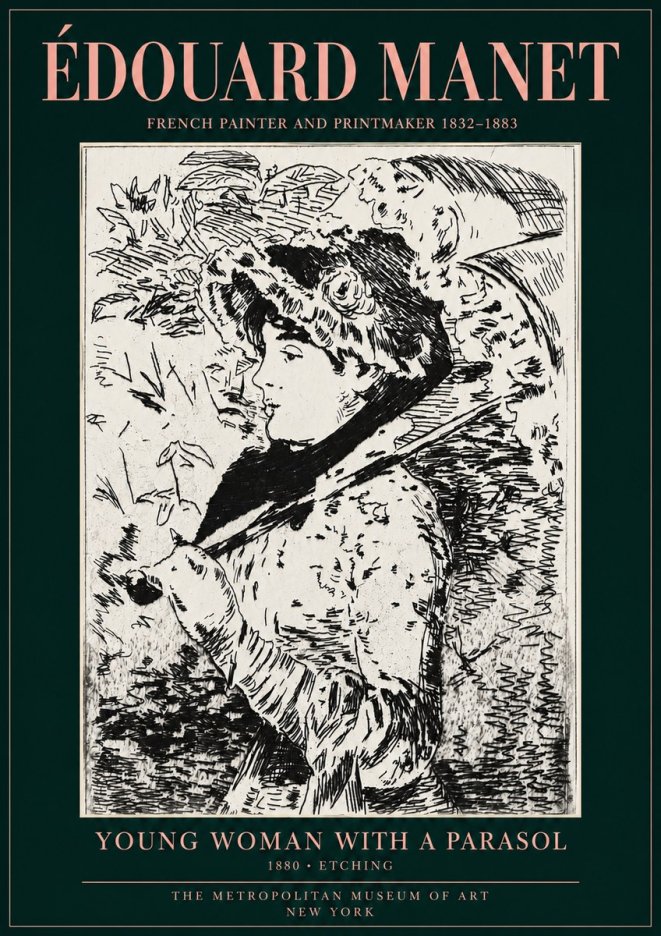 Édouard Manet Young Woman with a Parasol No3 - Affiche