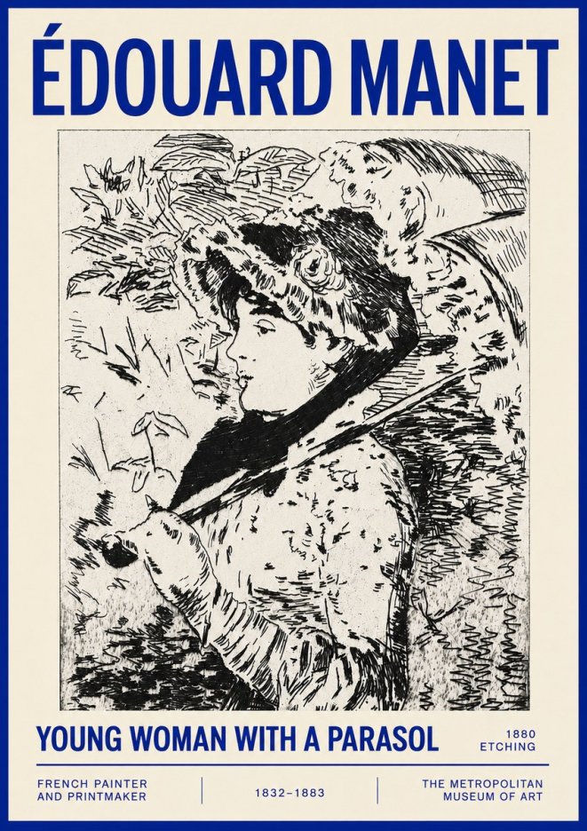 Édouard Manet Young Woman with a Parasol No4 - Affiche