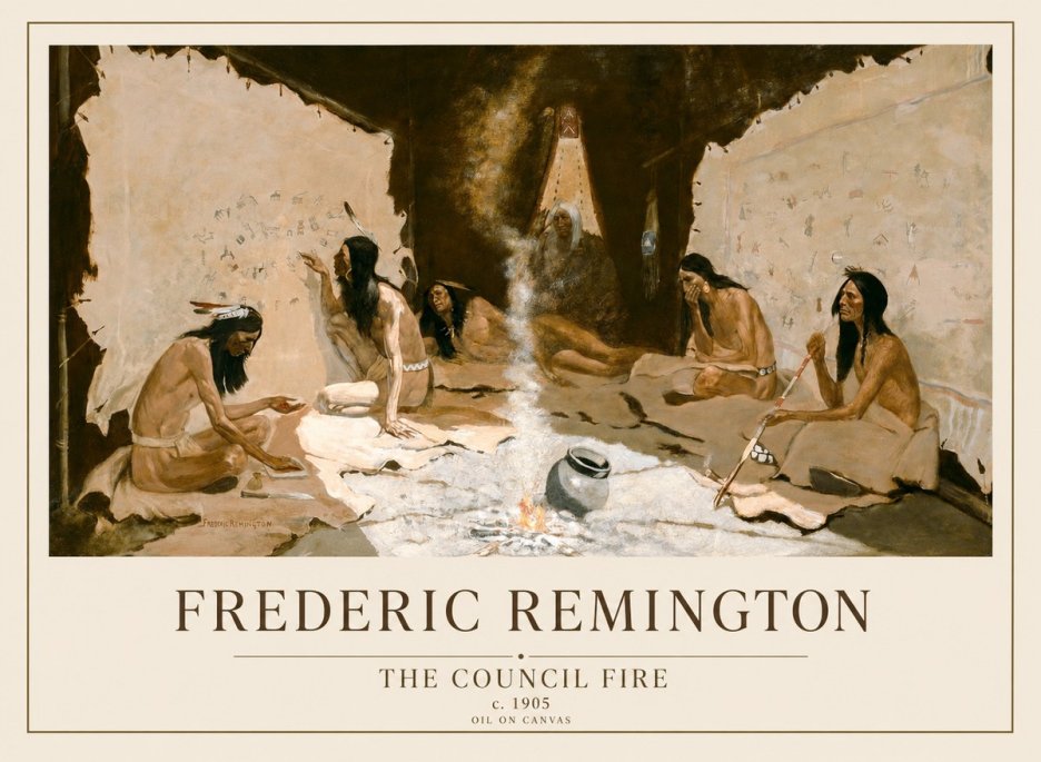Frederic Remington The Council Fire I No1 - Affiche