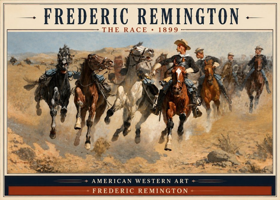 Frederic Remington The Race I No4 - Affiche