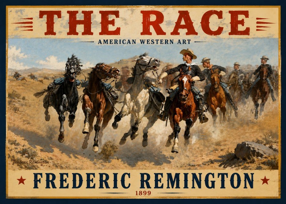 Frederic Remington The Race I No5 - Affiche