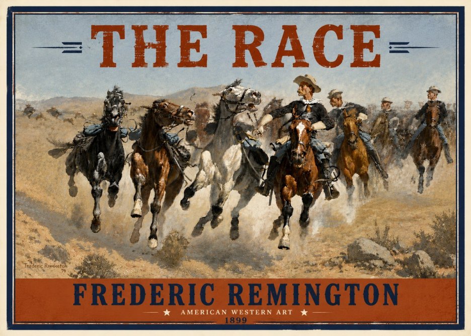 Frederic Remington The Race I No6 - Affiche