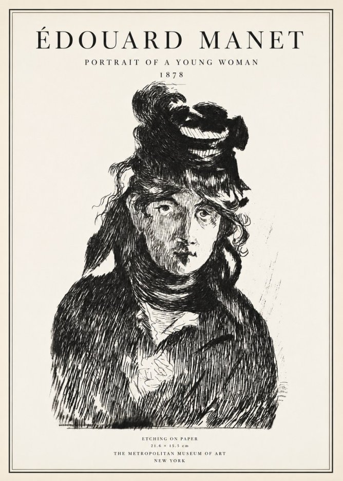 Édouard Manet Portrait of a Young Woman I No1 - Affiche