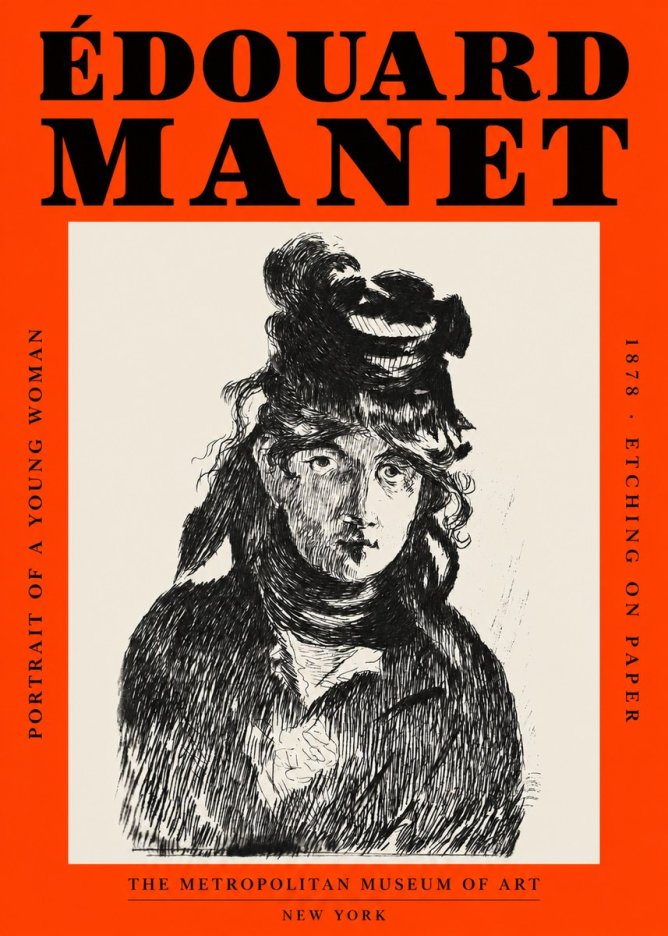 Édouard Manet Portrait of a Young Woman I No2 - Affiche