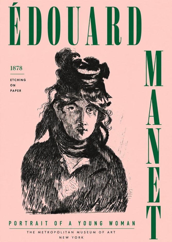 Édouard Manet Portrait of a Young Woman I No5 - Affiche