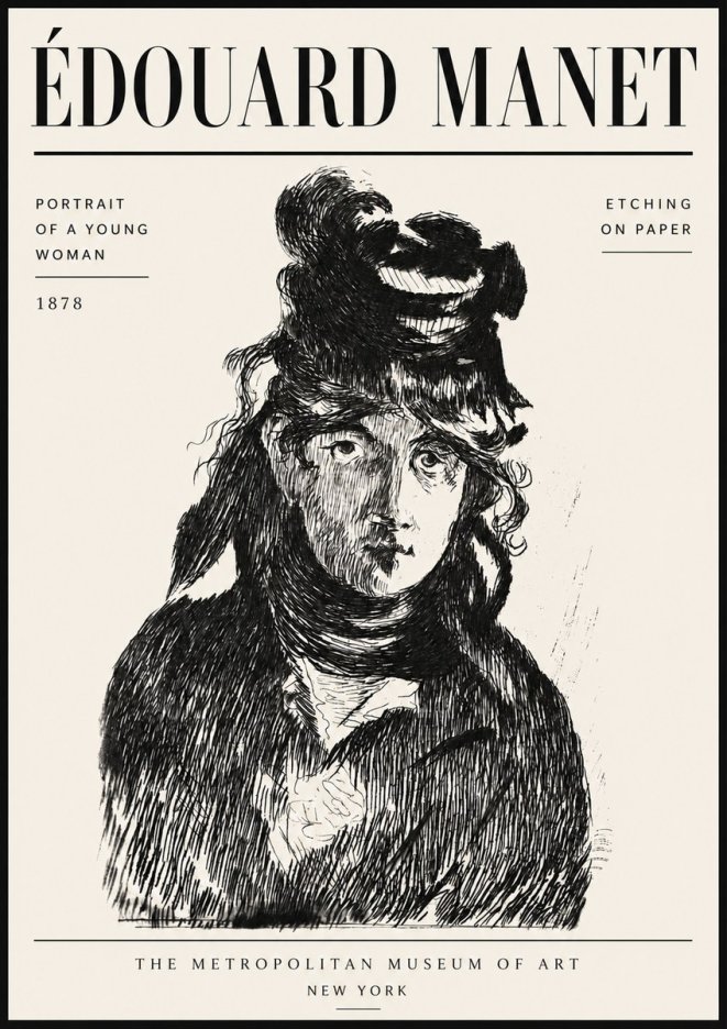 Édouard Manet Portrait of a Young Woman I No6 - Affiche