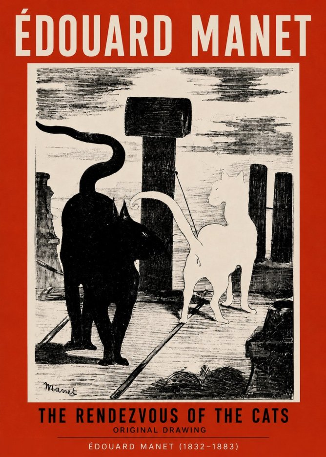 Édouard Manet The Rendezvous of the Cats No2 - Affiche