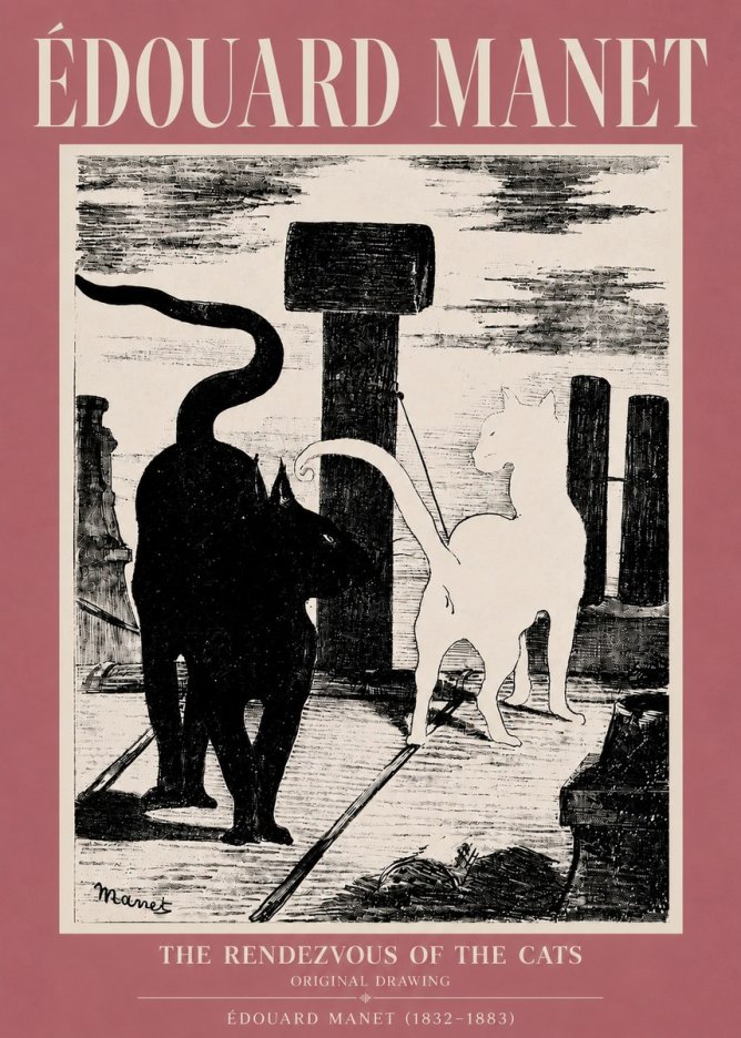 Édouard Manet The Rendezvous of the Cats No5 - Affiche