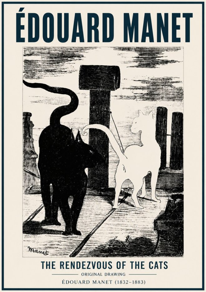 Édouard Manet The Rendezvous of the Cats No6 - Affiche
