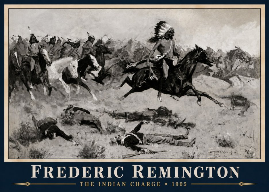 Frederic Remington The Indian Charge No3 - Affiche