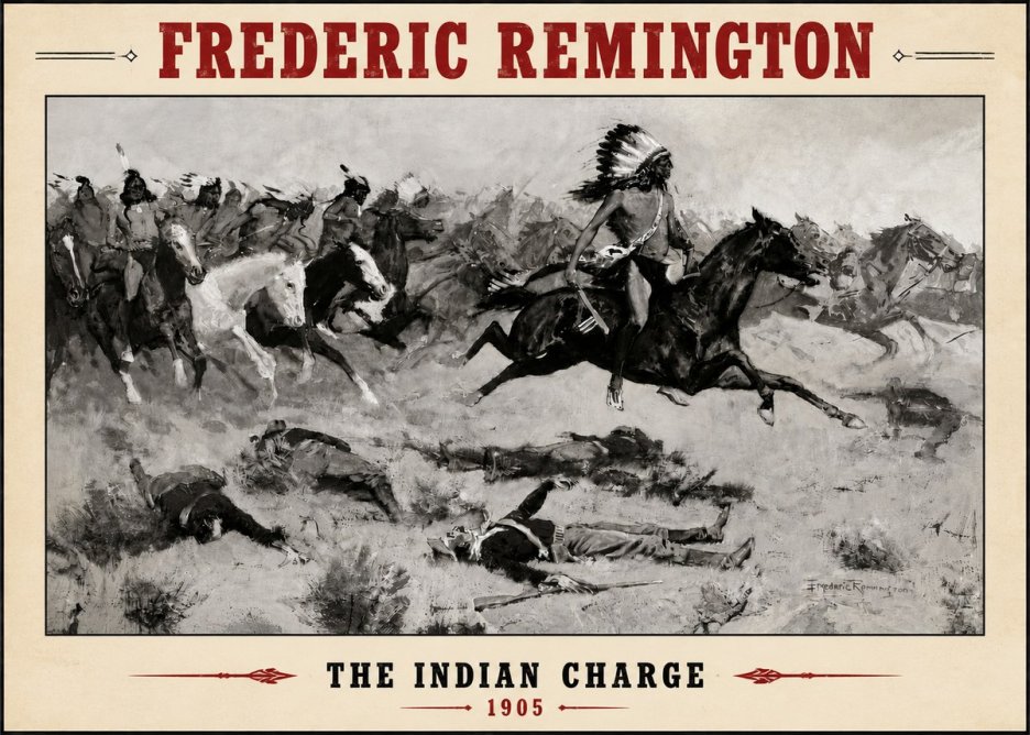 Frederic Remington The Indian Charge No4 - Affiche