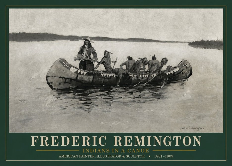 Frederic Remington Indians in a Canoe No3 - Affiche