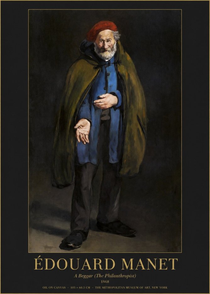 Édouard Manet A Beggar (the Philanthropist) No1 - Affiche