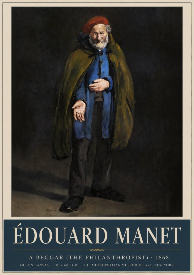 Édouard Manet A Beggar (the Philanthropist) No3 - Affiche