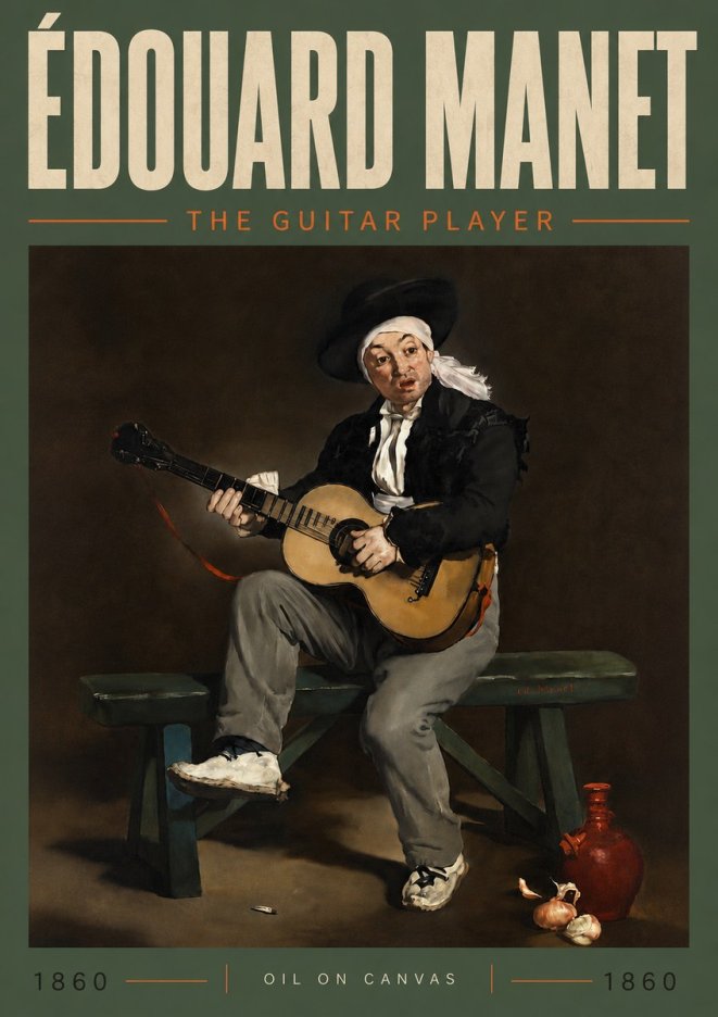 Édouard Manet The Guitar Player No5 - Affiche