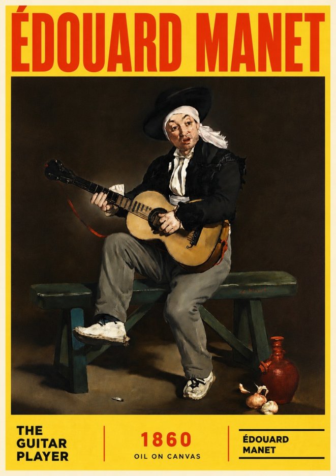Édouard Manet The Guitar Player No6 - Affiche