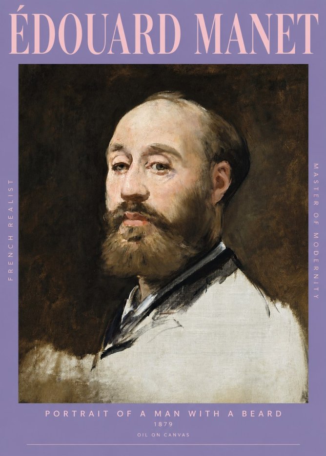 Édouard Manet Portrait of a Man with a Beard No3 - Affiche