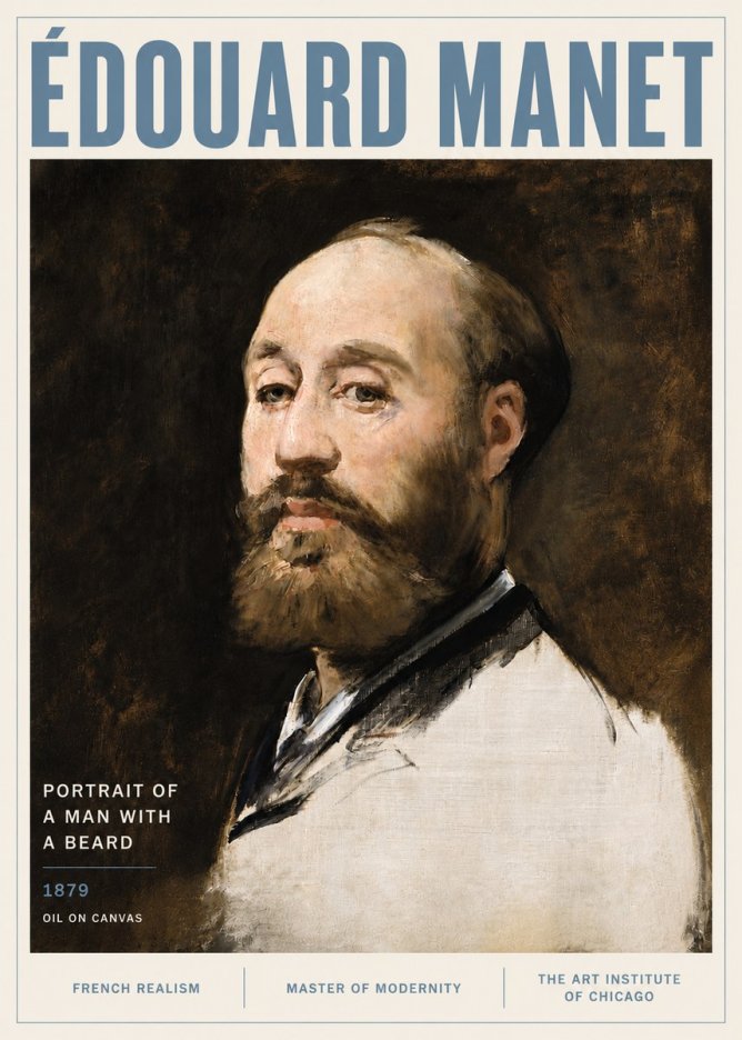 Édouard Manet Portrait of a Man with a Beard No6 - Affiche