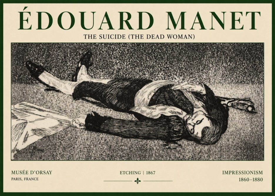 Édouard Manet The Suicide (the Dead Woman) No3 - Affiche