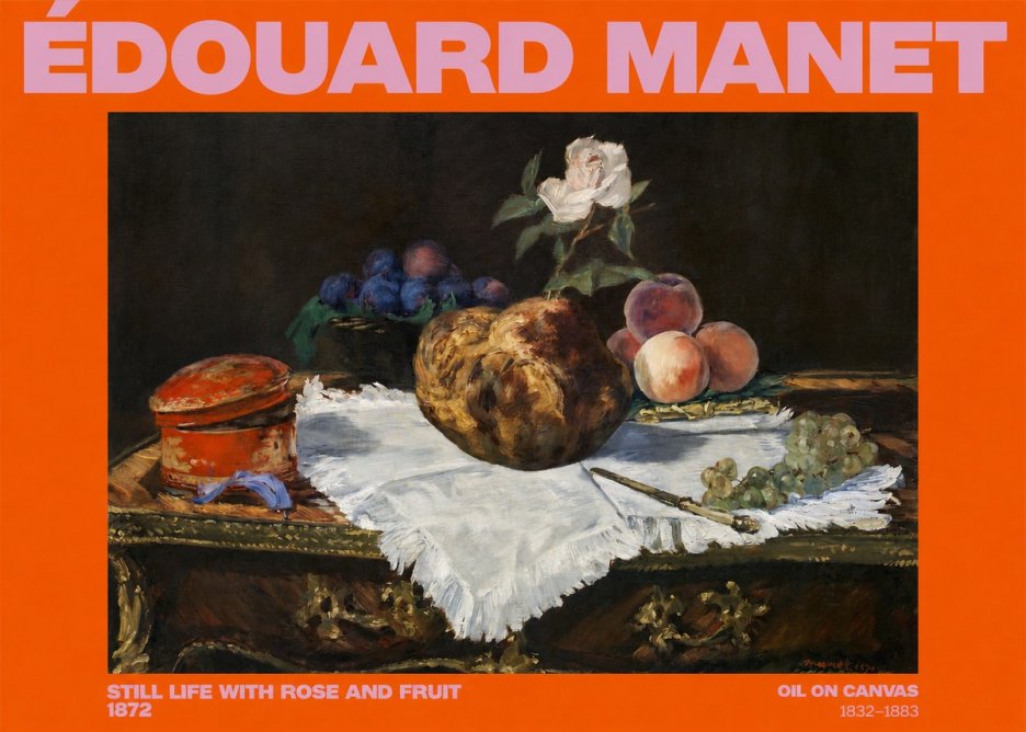 Édouard Manet Still Life with Rose and Fruit No2 - Affiche