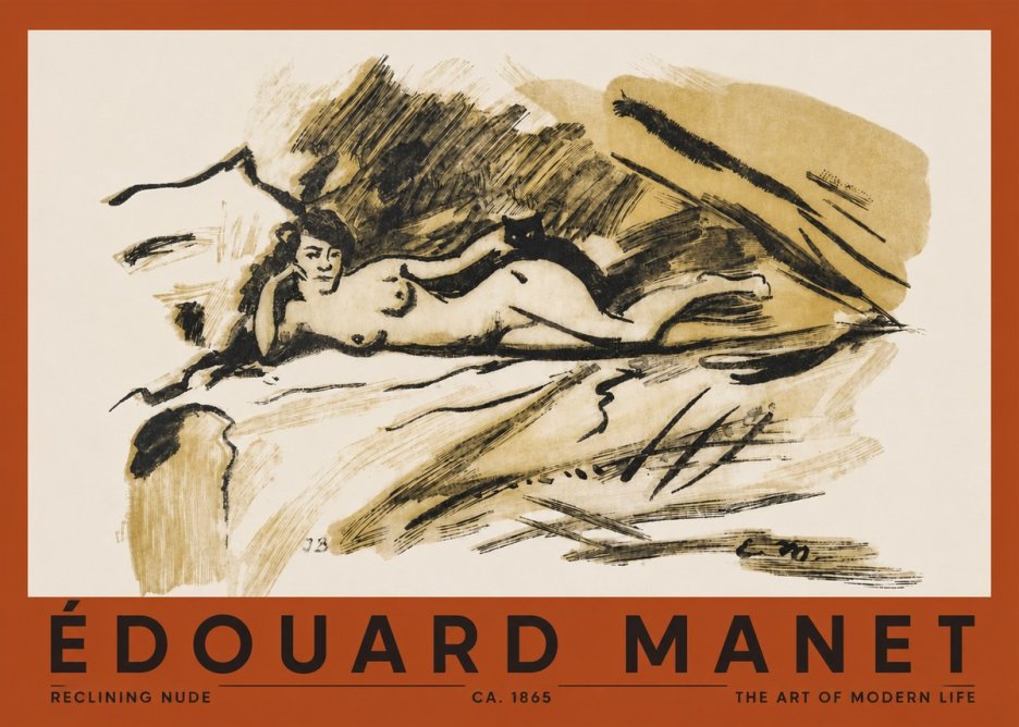 Édouard Manet Reclining Nude No2 - Affiche