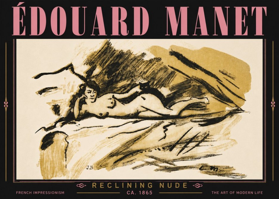 Édouard Manet Reclining Nude No6 - Affiche