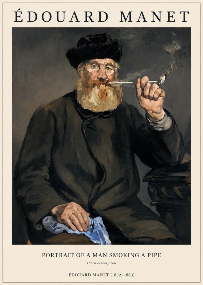 Édouard Manet Portrait of a Man Smoking a Pipe No1 - Affiche