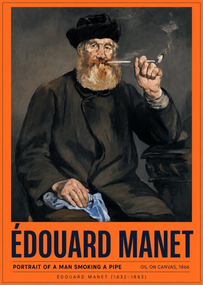 Édouard Manet Portrait of a Man Smoking a Pipe No2 - Affiche