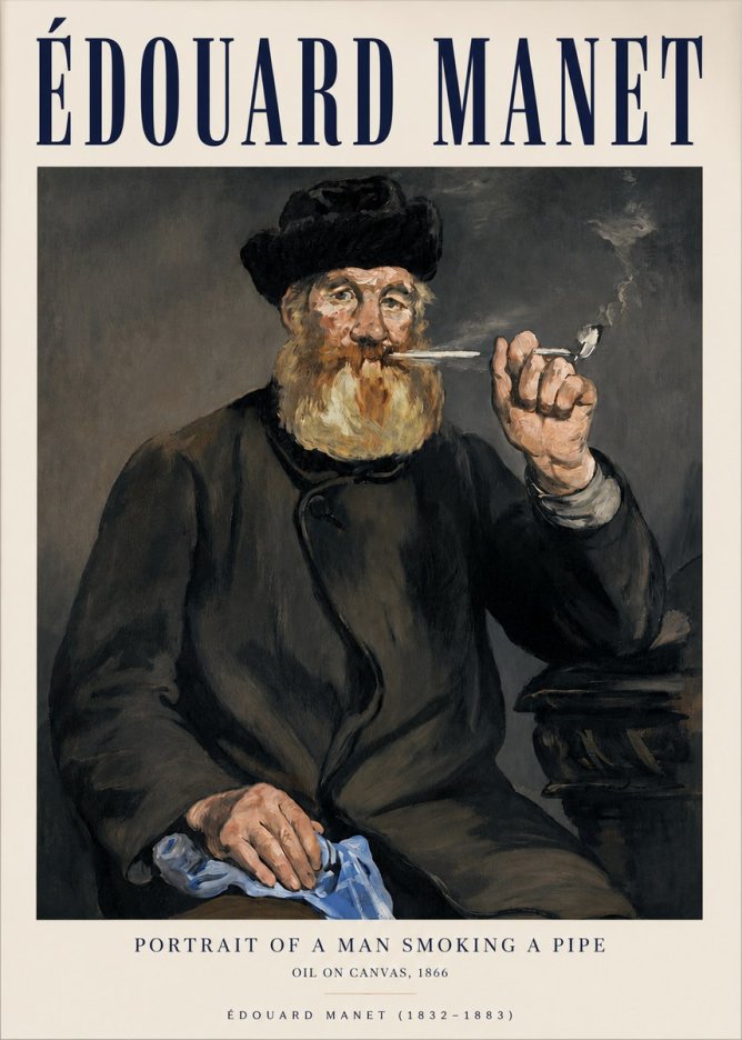 Édouard Manet Portrait of a Man Smoking a Pipe No3 - Affiche