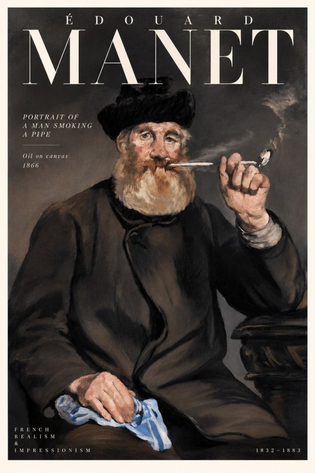 Édouard Manet Portrait of a Man Smoking a Pipe No4 - Affiche