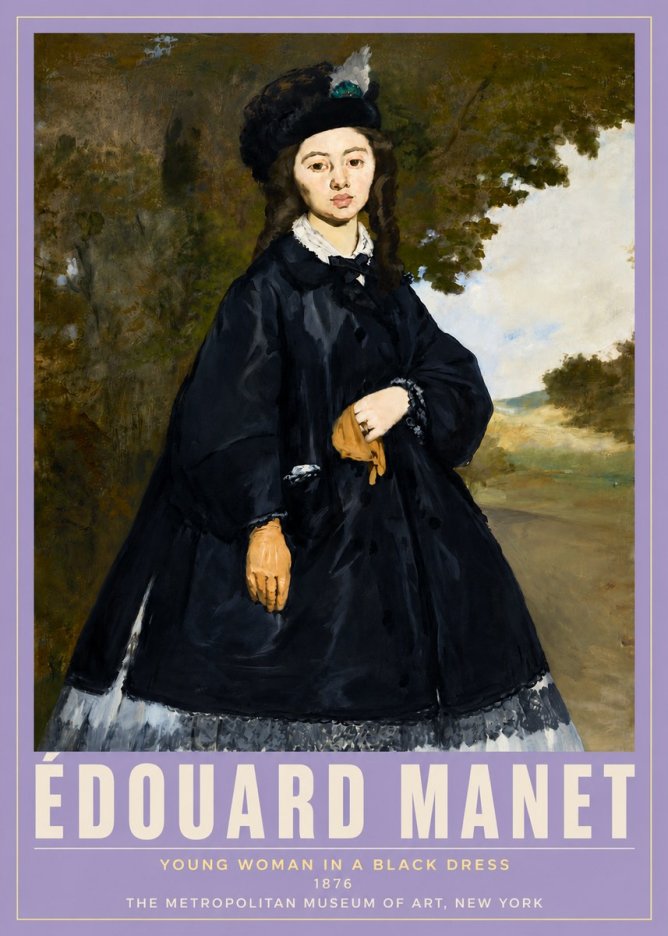 Édouard Manet Young Woman in a Black Dress No5 - Affiche