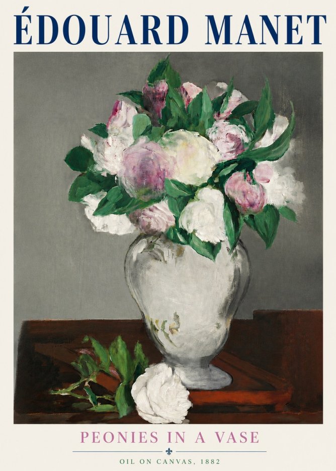 Édouard Manet Peonies in a Vase No5 - Affiche