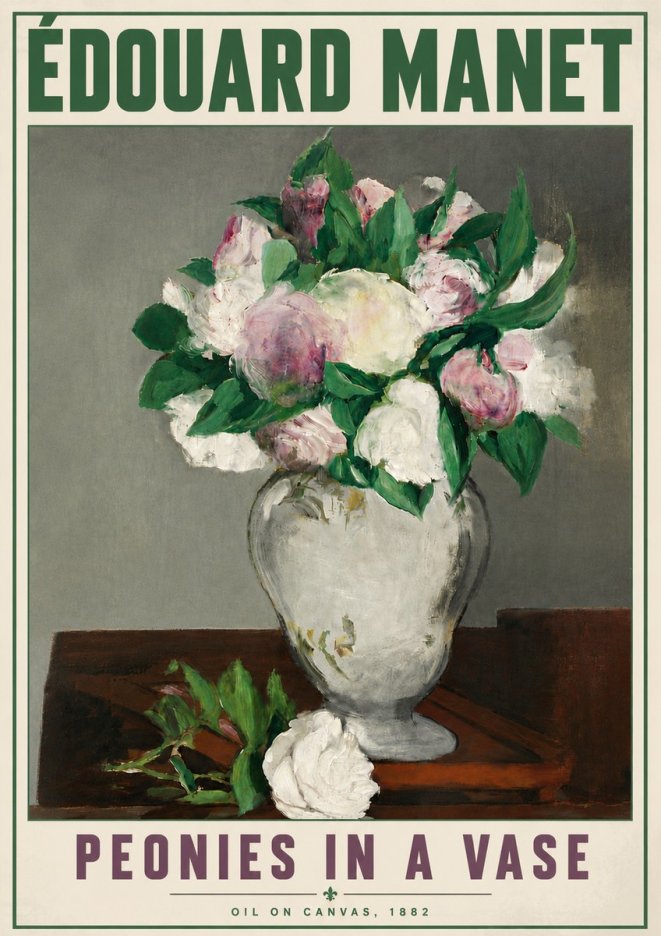 Édouard Manet Peonies in a Vase No6 - Affiche
