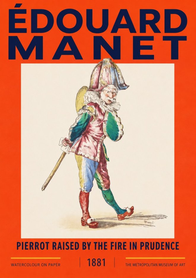 Édouard Manet Pierrot Raised by the Fire in Prudence No2 - Affiche