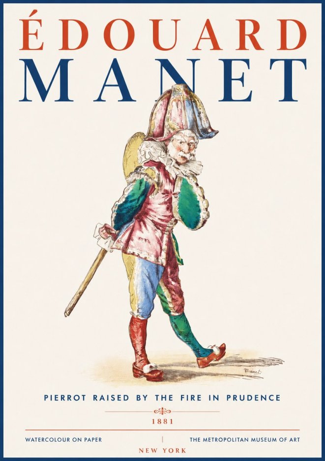 Édouard Manet Pierrot Raised by the Fire in Prudence No5 - Affiche