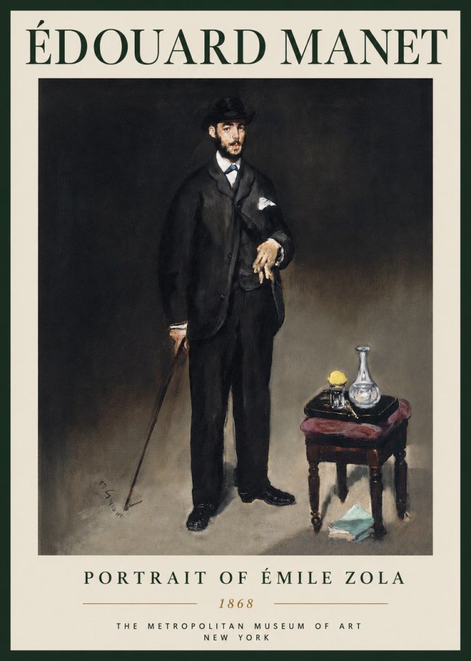 Édouard Manet Portrait of Émile Zola No5 - Affiche