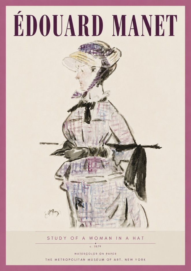 Édouard Manet Study of a Woman in a Hat No4 - Affiche