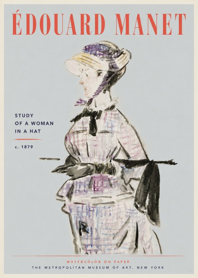 Édouard Manet Study of a Woman in a Hat No6 - Affiche