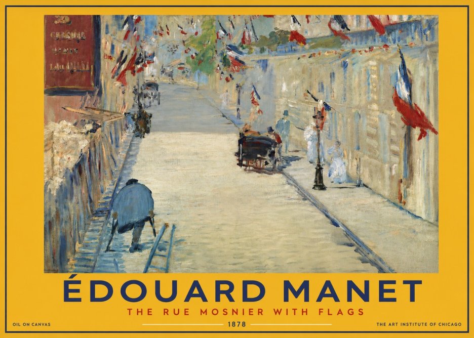 Édouard Manet The Rue Mosnier with Flags No2 - Affiche
