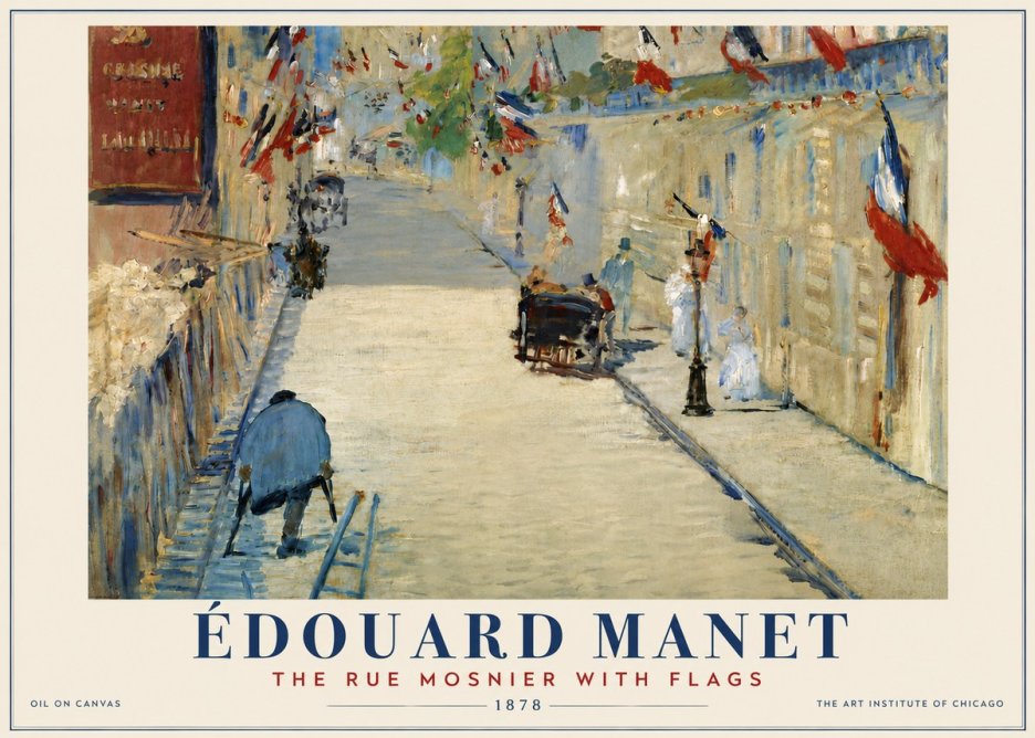 Édouard Manet The Rue Mosnier with Flags No4 - Affiche