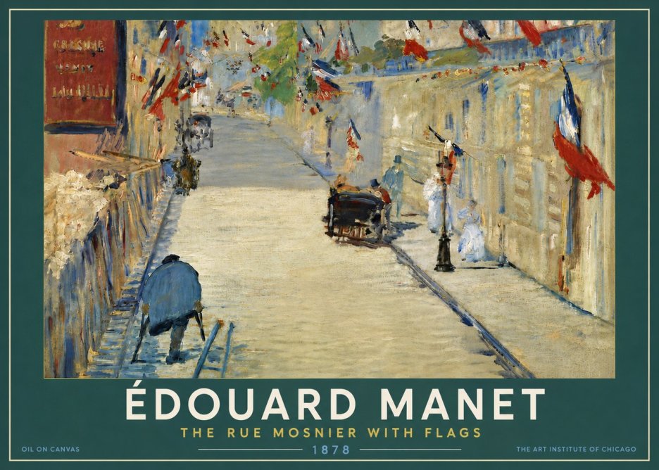 Édouard Manet The Rue Mosnier with Flags No5 - Affiche