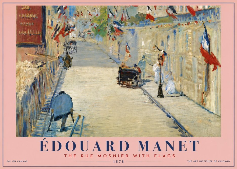 Édouard Manet The Rue Mosnier with Flags No6 - Affiche
